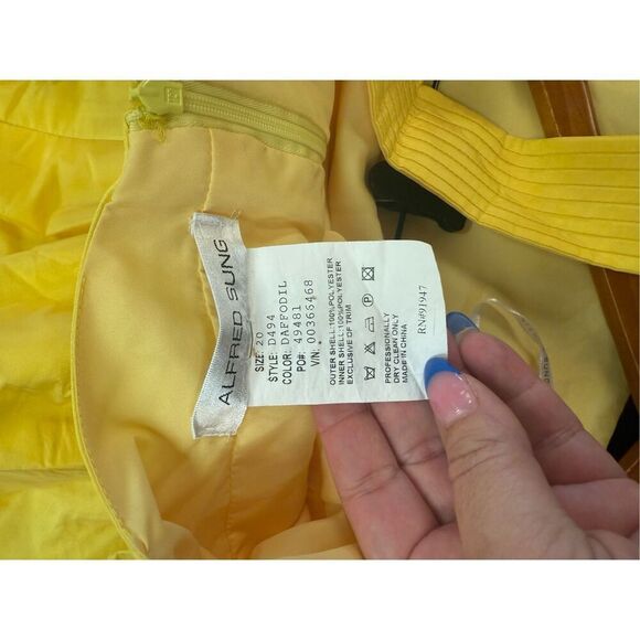 Alfred Sung Yellow Taffeta Bridesmaid Short Party Dress sz 20 EUC - Picture 7 of 7